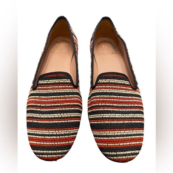 Pretty Loafers Sz 8 Red White Blue Corded Fabric Slip On Comfort Driving Flats - Picture 3 of 7